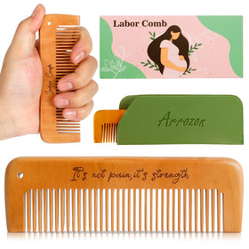 Arrozon Rectangular Labor Comb front view with engraved text