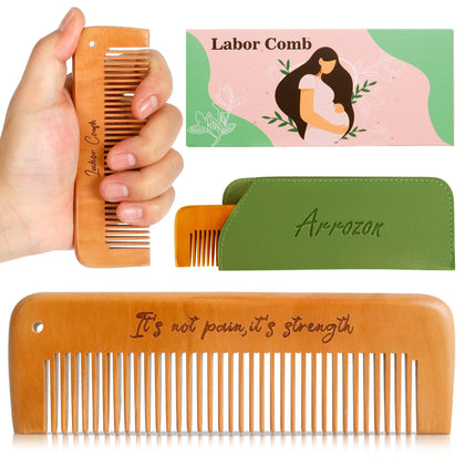 Arrozon Rectangular Labor Comb front view with engraved text