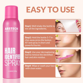 arstech Hair Identifier Spray and shavers in a makeup bag