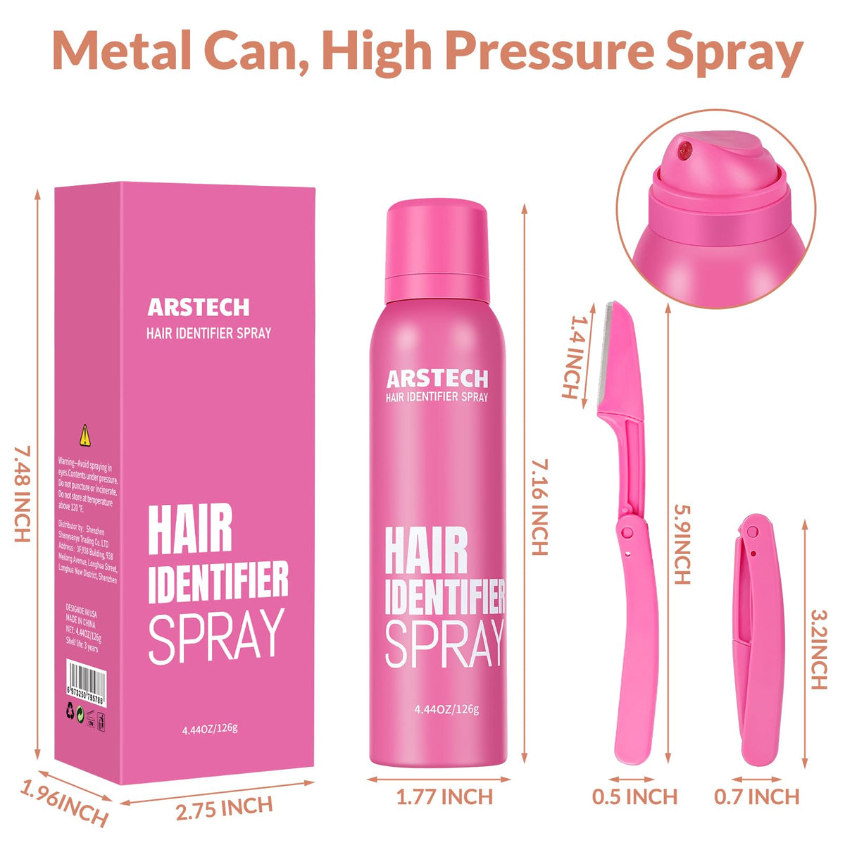 arstech Hair Identifier Spray back view with usage instructions