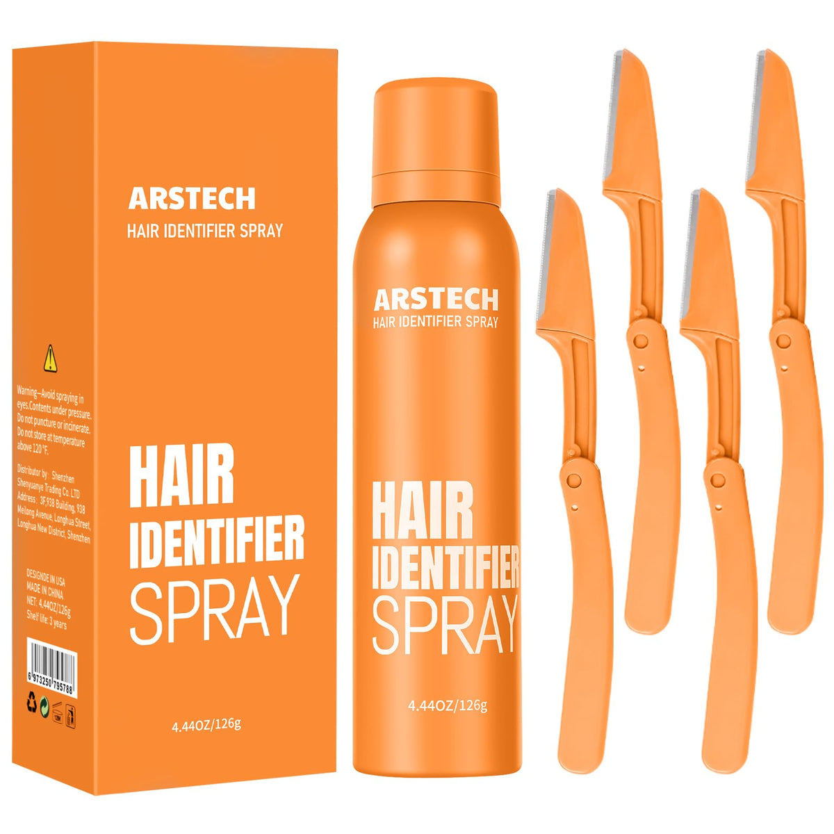 arstech Hair Identifier Spray for Face Shaving, orange can front view