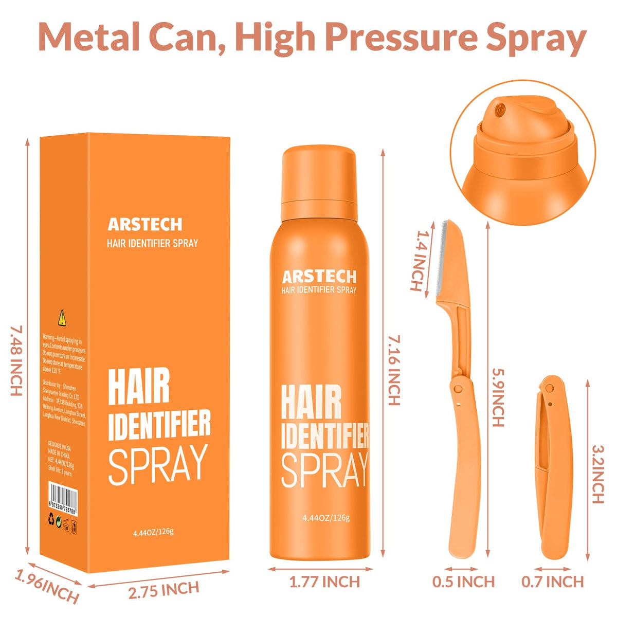 arstech Hair Identifier Spray showing nozzle and cap