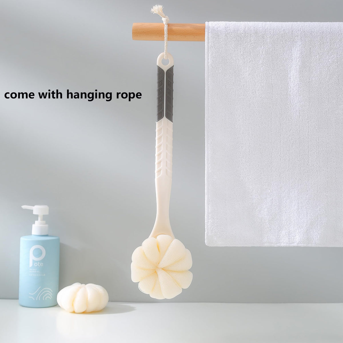 Arswin Shower Body Brush with loofah and handle details
