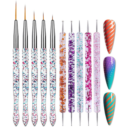 Artdone 10pcs Nail Art Brushes Set with dotting tools and brushes