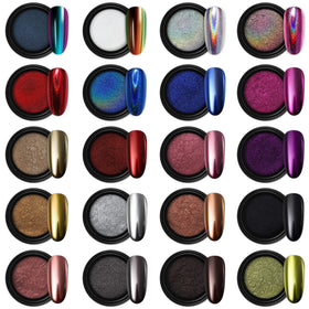 Artdone 20 Jars Chrome Nail Powder Set with various colours