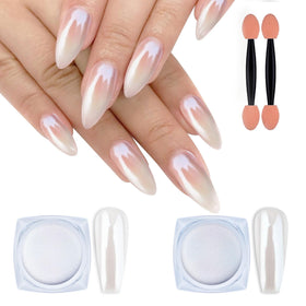 Artdone 2PCS White Chrome Nail Powder Set front view