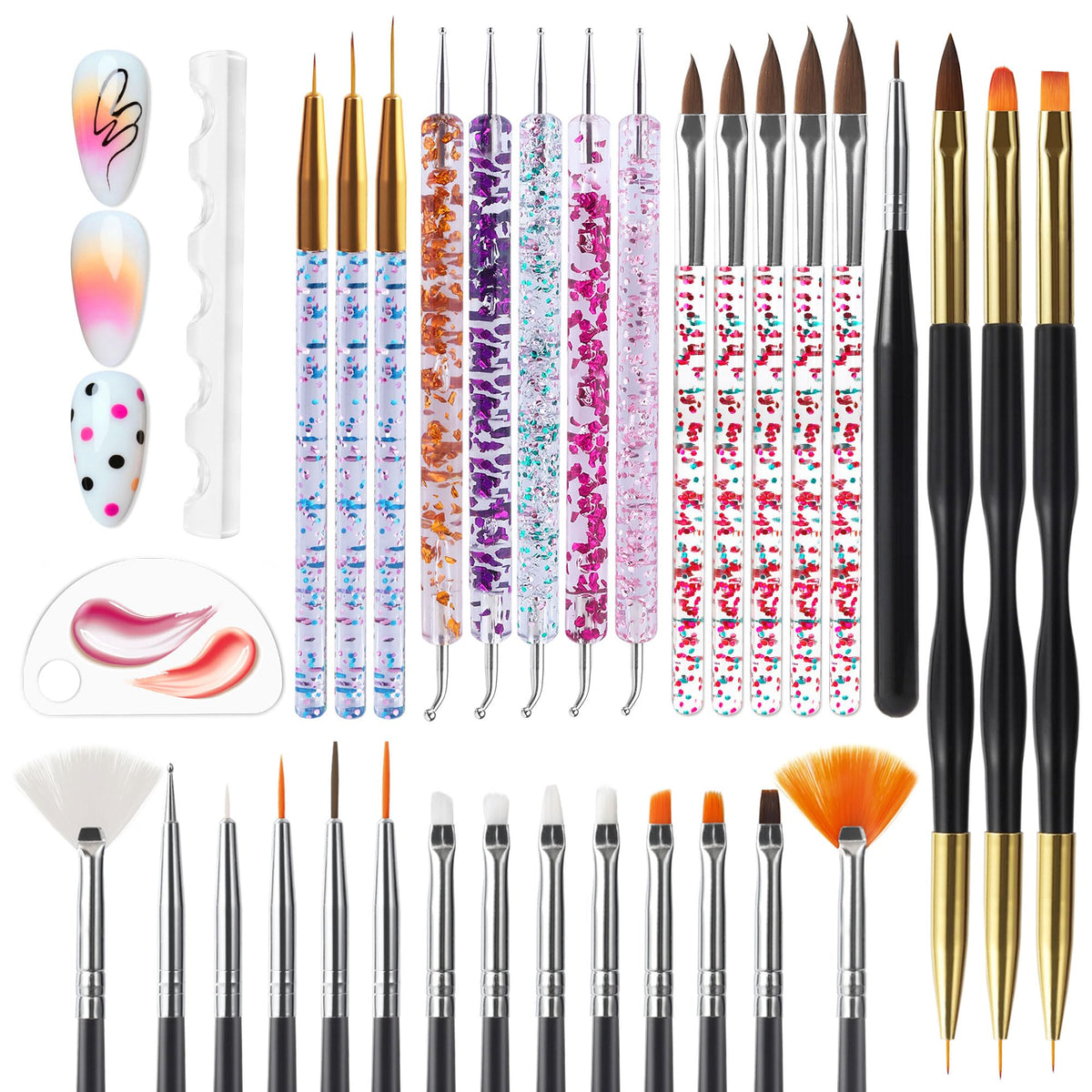Artdone 32pcs Nail Art Brushes Set with various tools