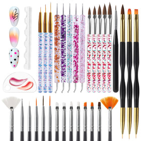 Artdone 32pcs Nail Art Brushes Set with various tools