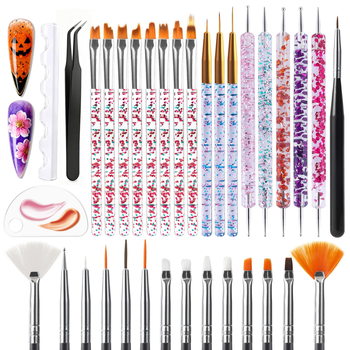 Artdone 34pcs Nail Art Brushes Set including various tools