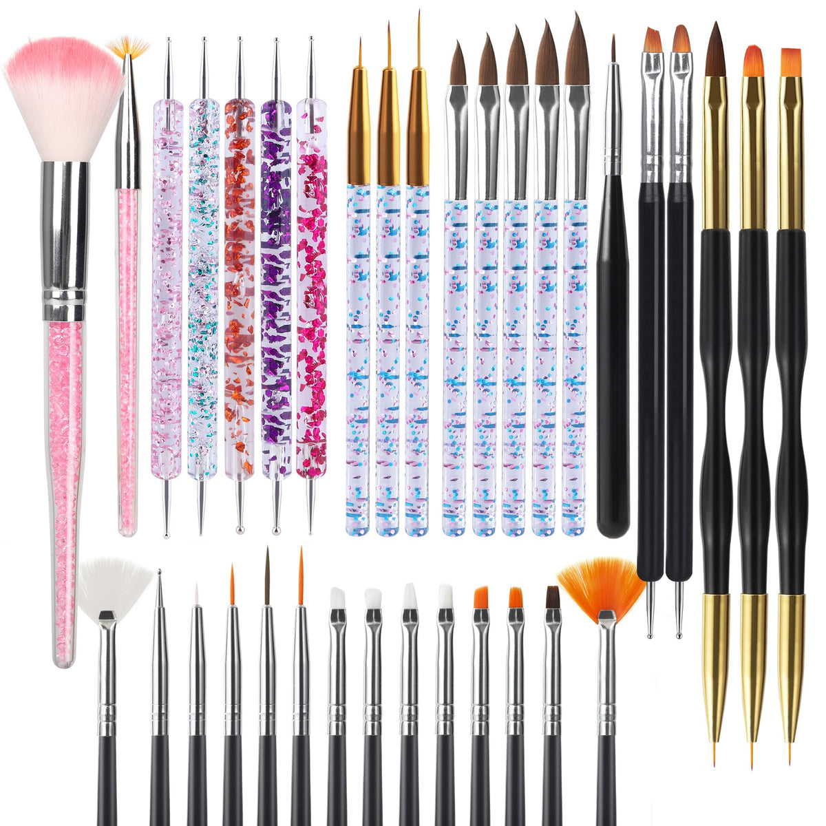 Artdone 35pcs Nail Art Tool Set including brushes and dotting tools