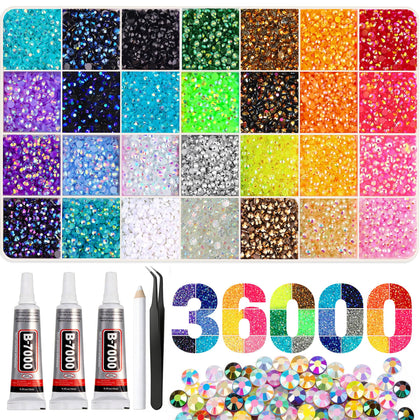 Artdone 36000Pcs multicolour resin rhinestones set front view