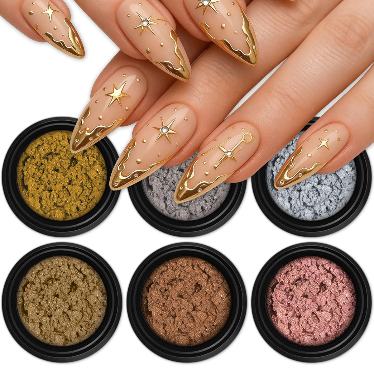 Artdone Chrome Nail Powder Kit 6PCS with various colours