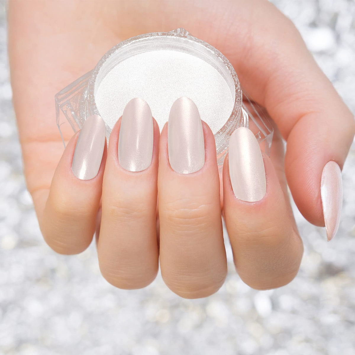 Artdone chrome powder on various nail designs