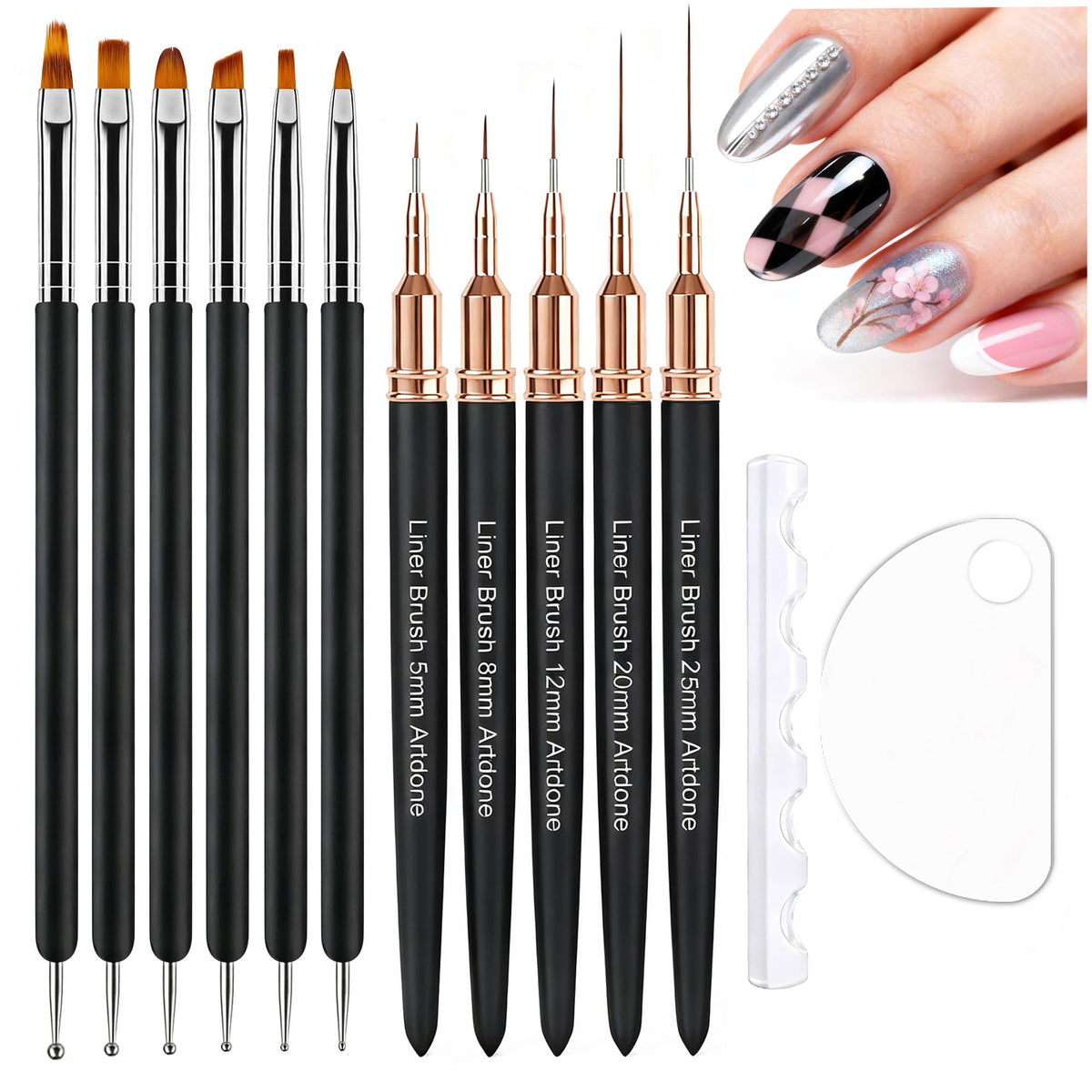 Artdone Nail Art Brushes and Dotting Tools Kit with 11 pieces