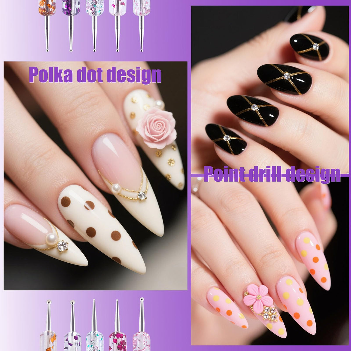 Artdone nail art brushes set displayed with various brush sizes