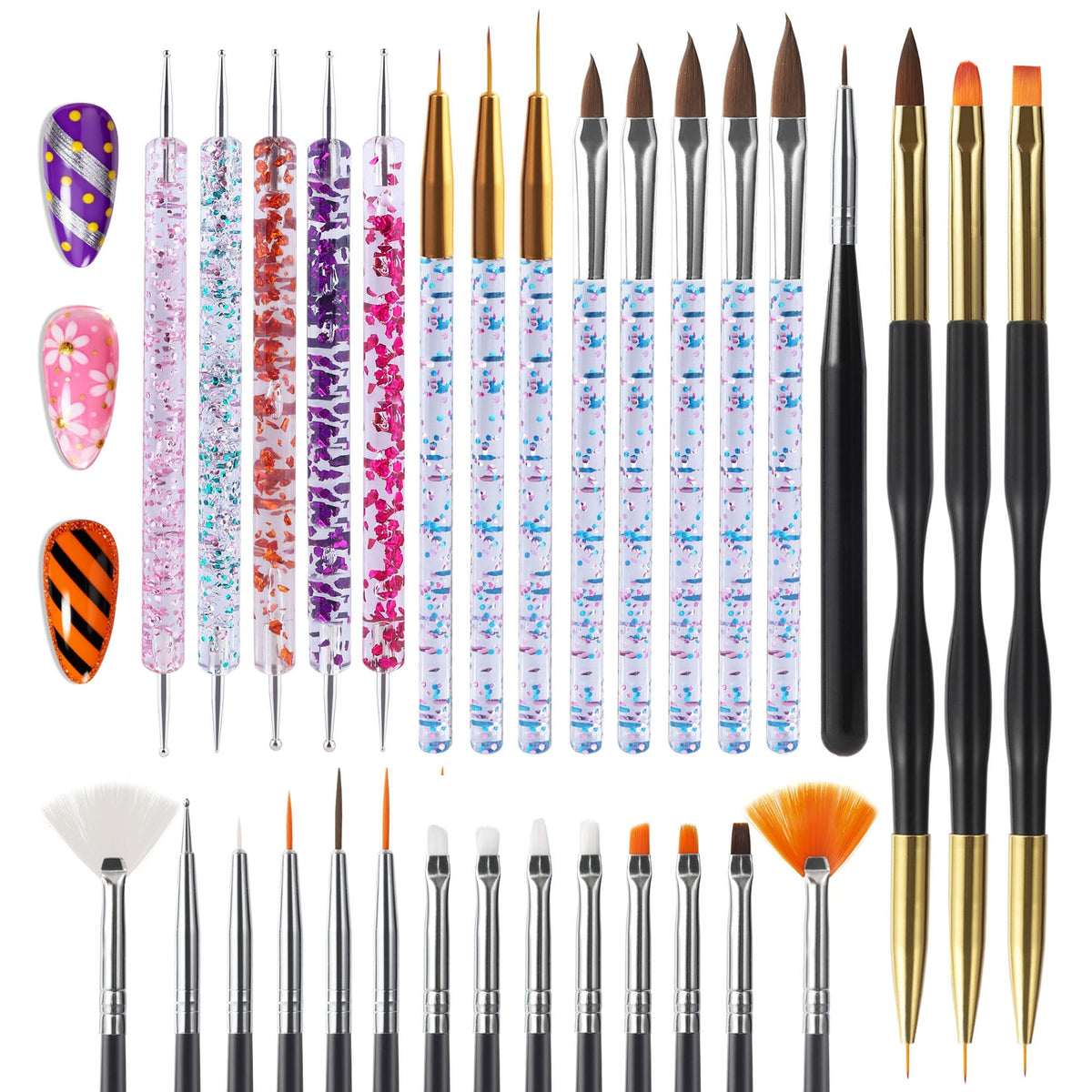 Artdone nail art brushes with easy grip handles