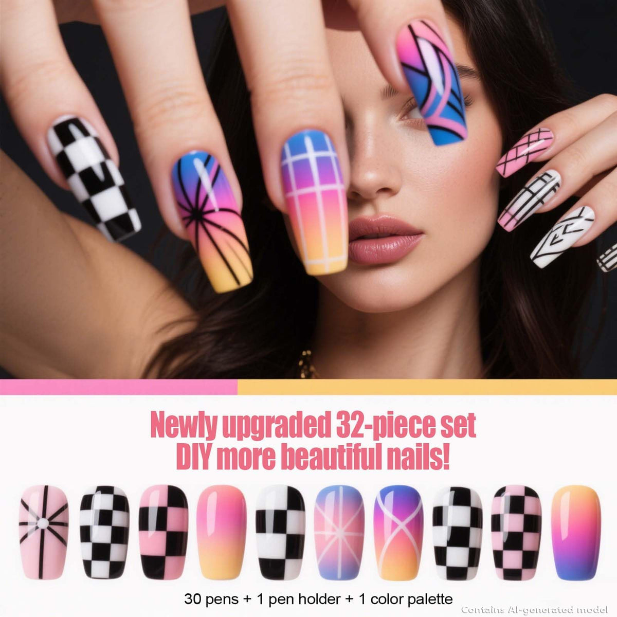 Artdone nail art brushes with easy grip handles