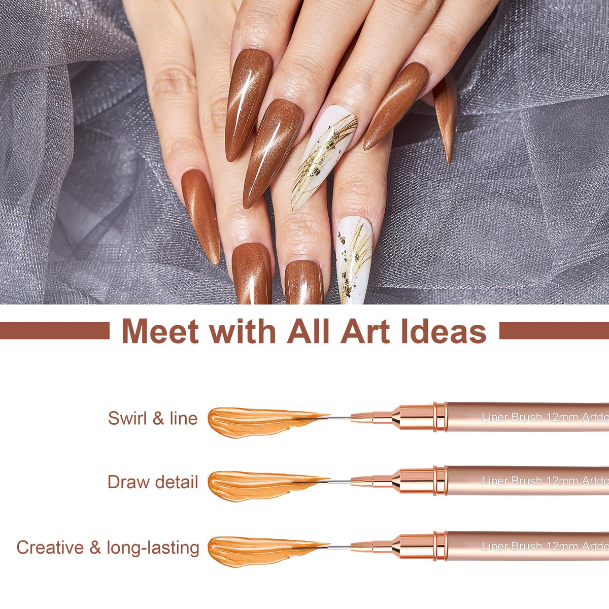 Artdone nail art pens being used for intricate nail design