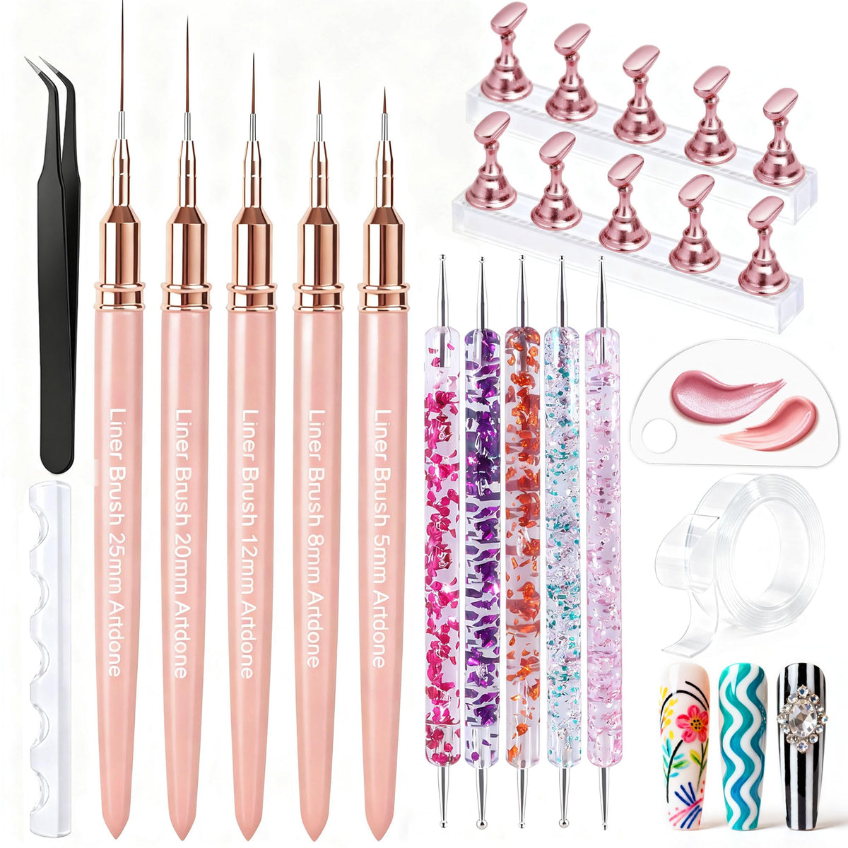 Artdone Nail Art Pens Set including brushes and dotting tools