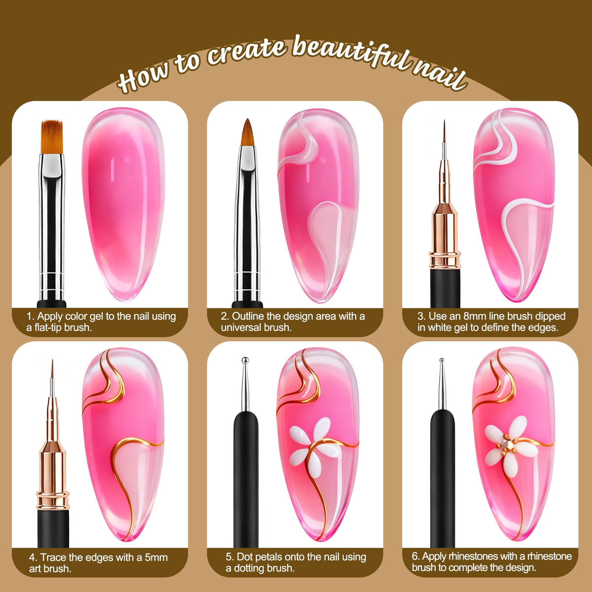 Artdone nail art tools set displayed on a table