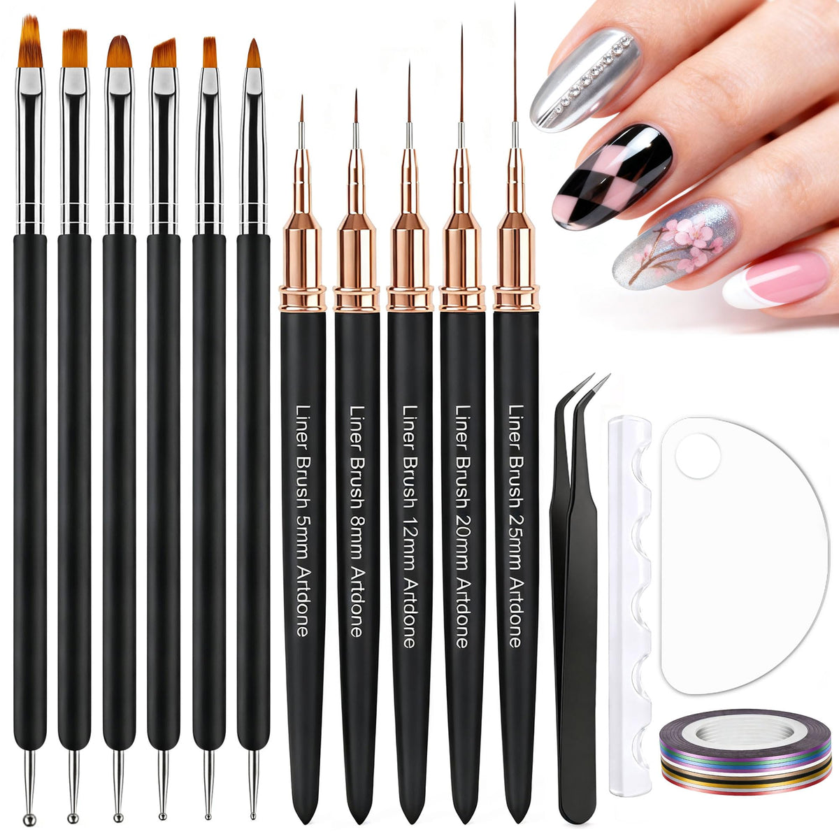 Artdone Nail Striping Tape Lines Kit with 10 colours and tools