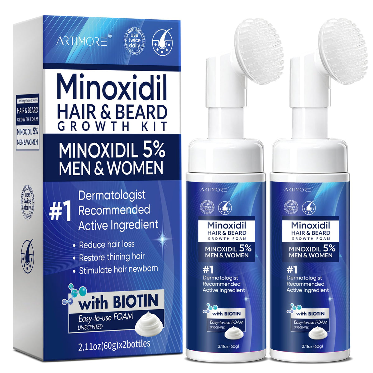 Artimore 5% Minoxidil Foam front view 120ml bottle