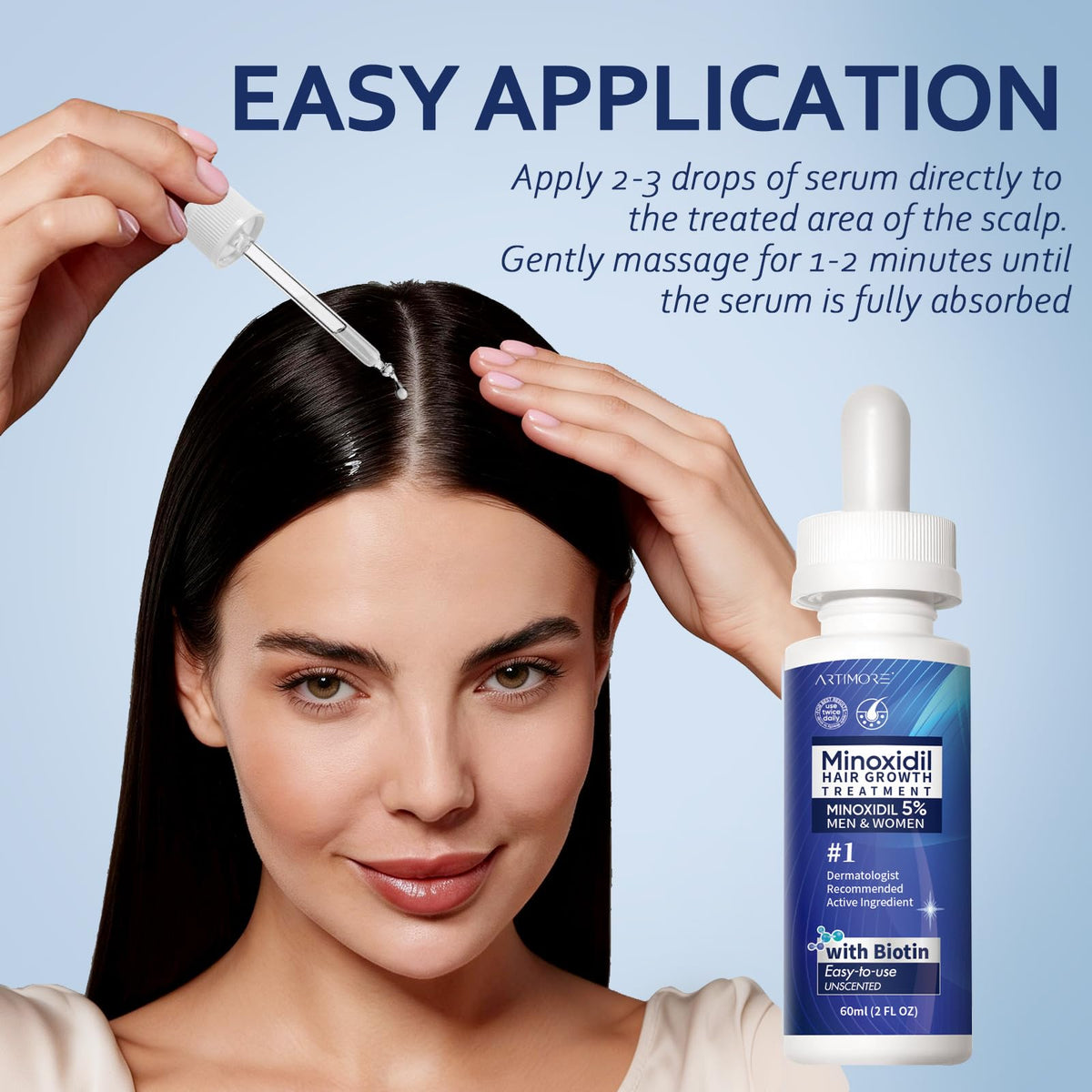 Artimore 5% Minoxidil Hair Growth Serum packaging display