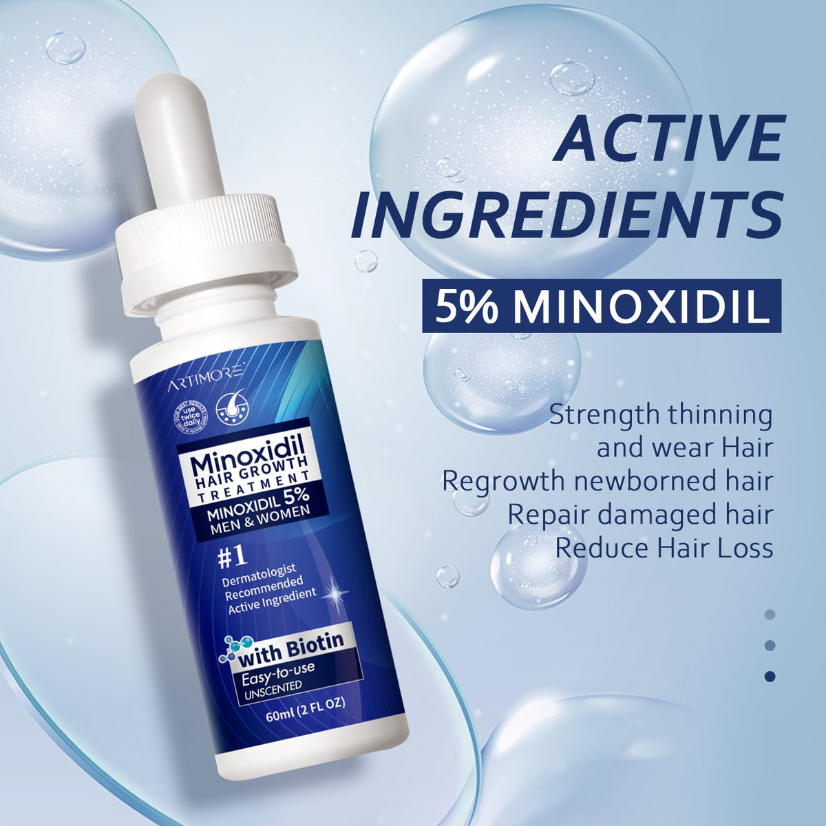 Artimore Advanced Minoxidil serum packaging with two bottles