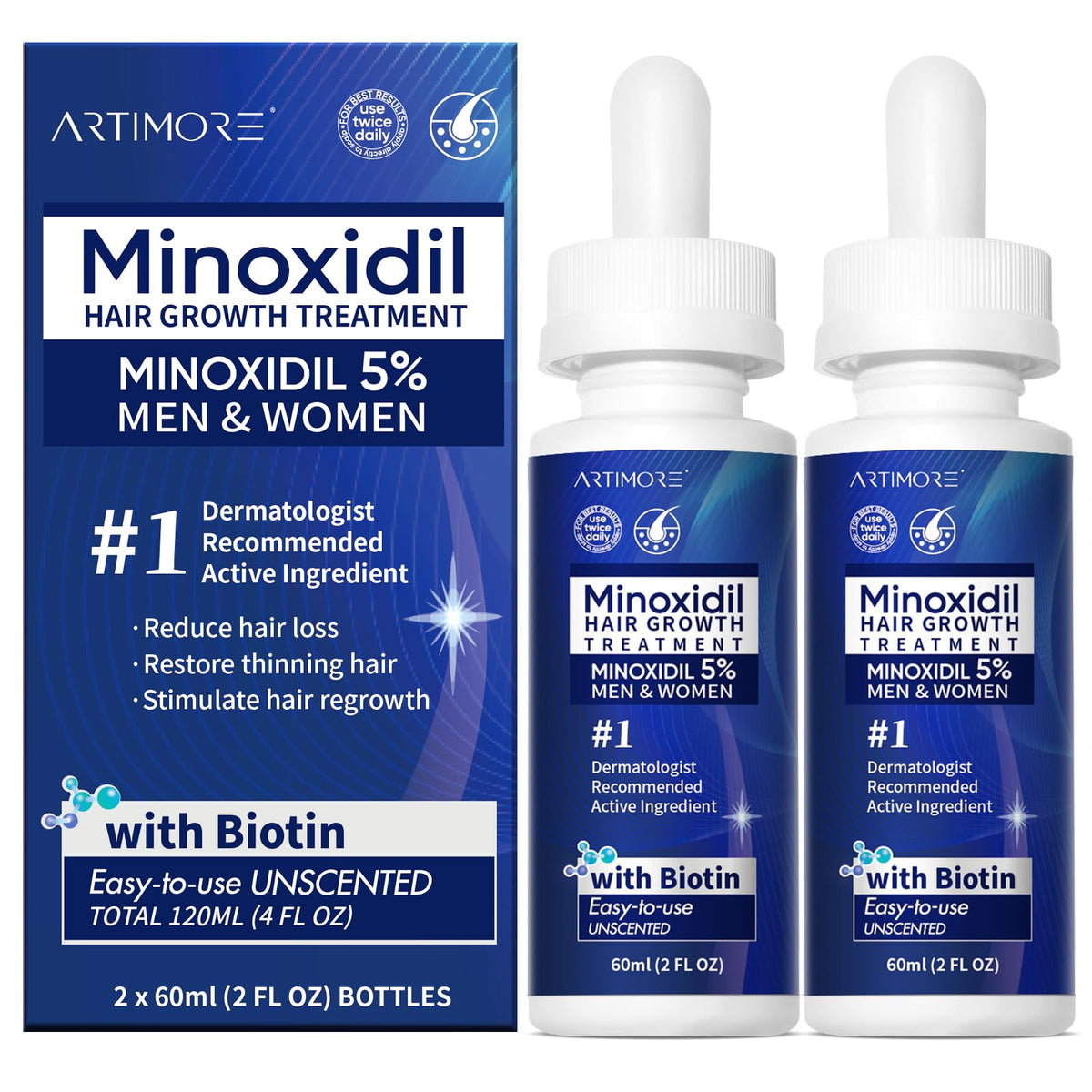 Artimore Minoxidil Hair Growth Serum front view 4 FL OZ