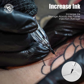 Artist using Dragonhawk Tattoo Needles on a tattoo machine