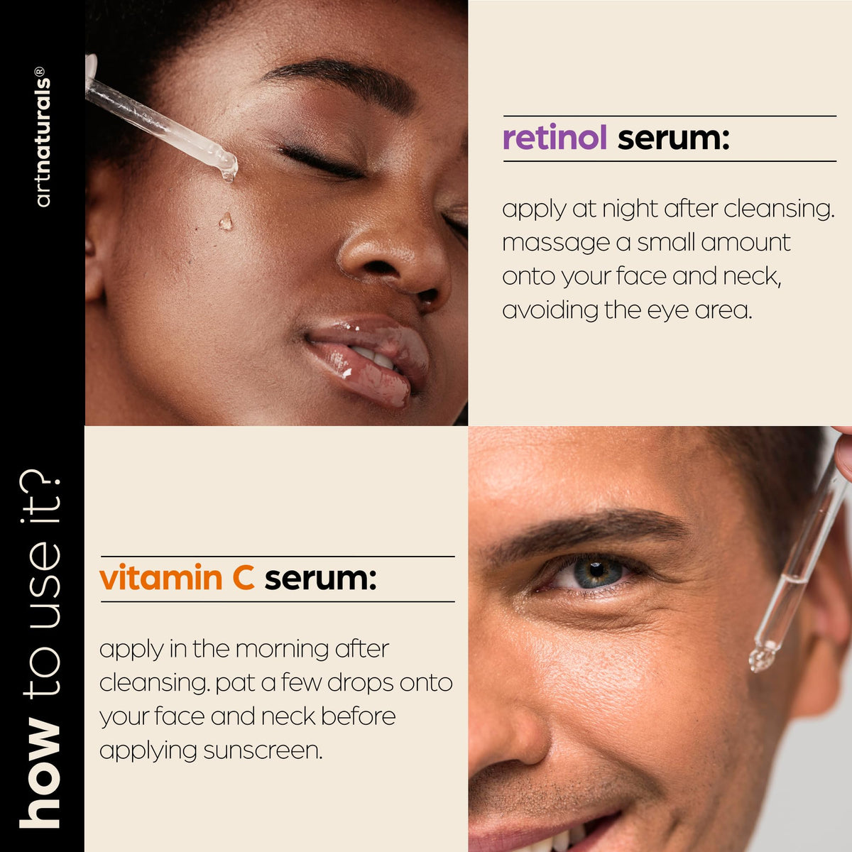Artnaturals Vitamin C & Retinol Serum Set displayed together
