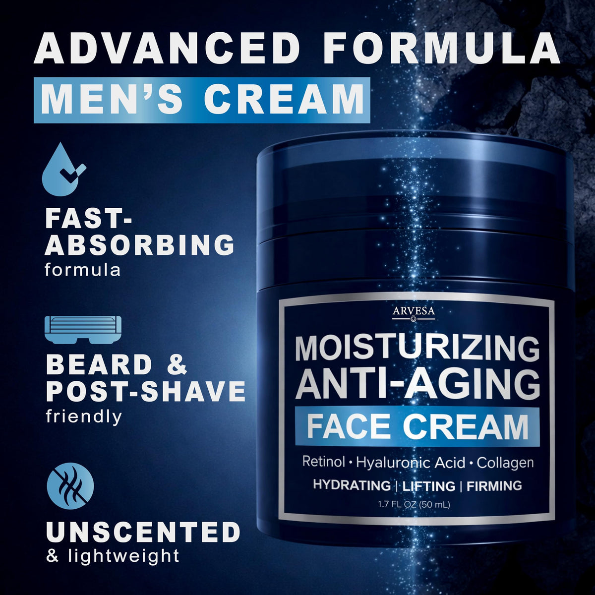 Arvesa Men's Face Moisturizer Cream with other skincare products