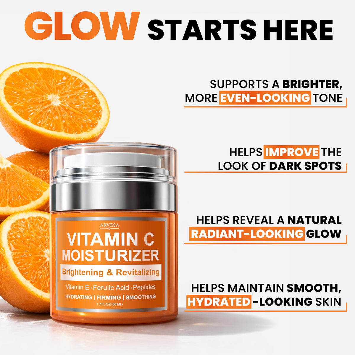 Arvesa Vitamin C Moisturiser applied on skin