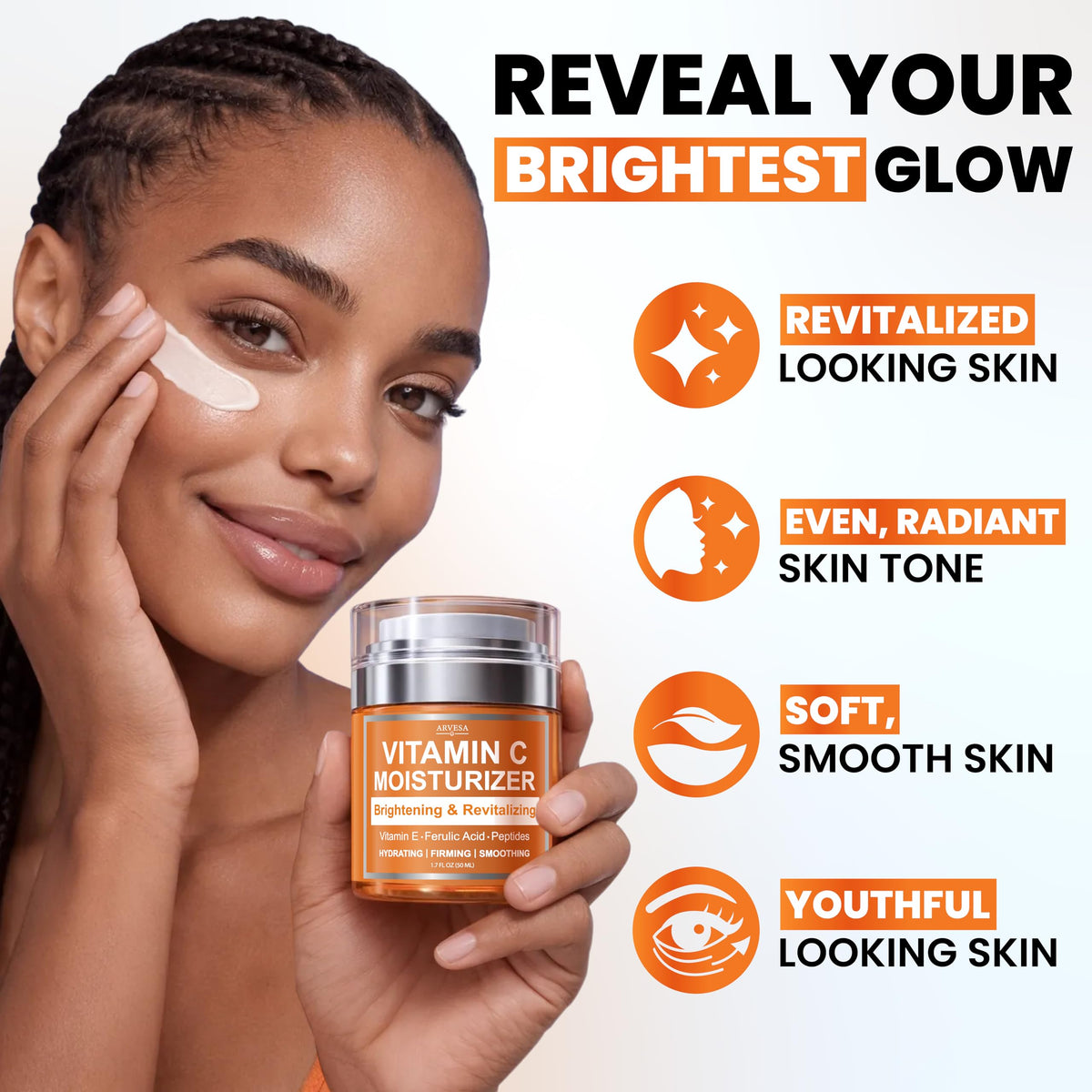 Arvesa Vitamin C Moisturiser showing texture on hand