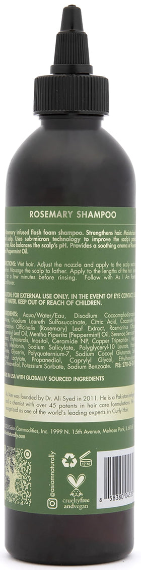 As I Am Rosemary Shampoo 8 oz with rosemary leaves