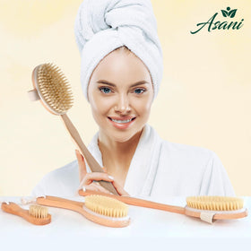 Asani Dry Brushing Body Brush Set showing natural boar bristles