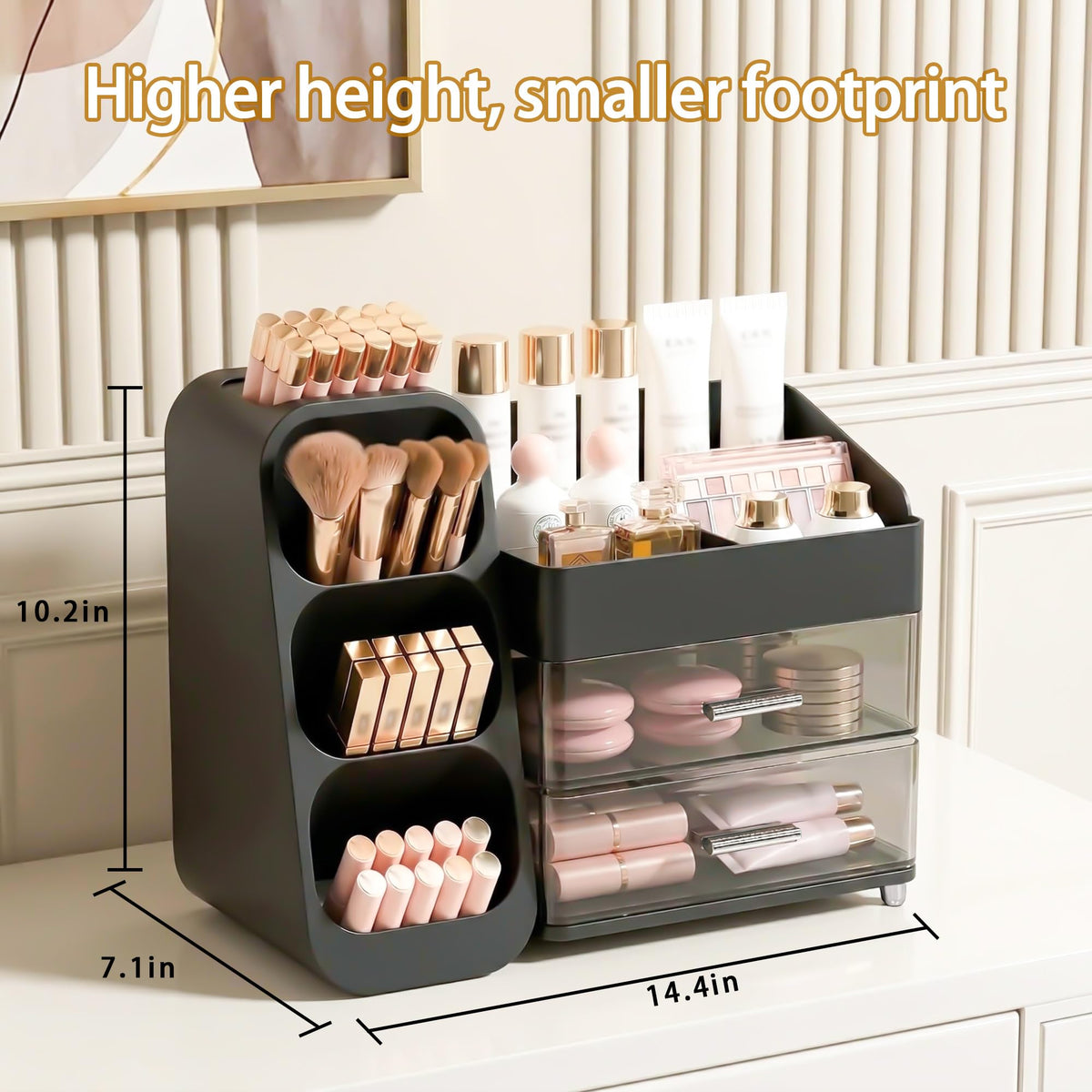 Asdbko large capacity makeup organizer on bathroom countertop