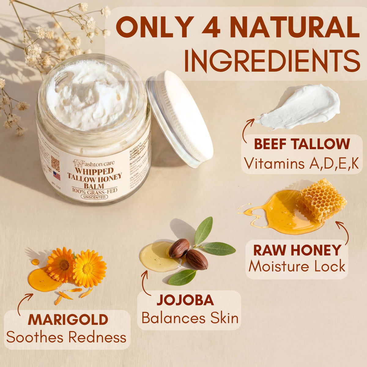 ASHTON CARE Whipped Beef Tallow and Honey Balm texture close-up