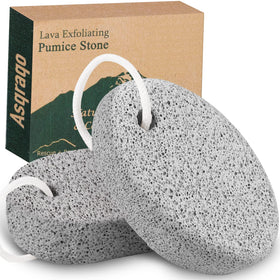 Asqraqo Natural Pumice Stone front view with rope ring