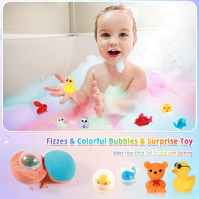 Assorted animal toys included in JOFEI bath bombs
