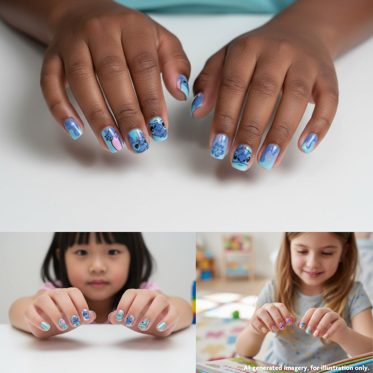 Assorted colourful press-on nails in the set
