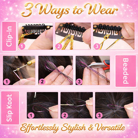 Assorted colours of hair tinsel from Rootoo