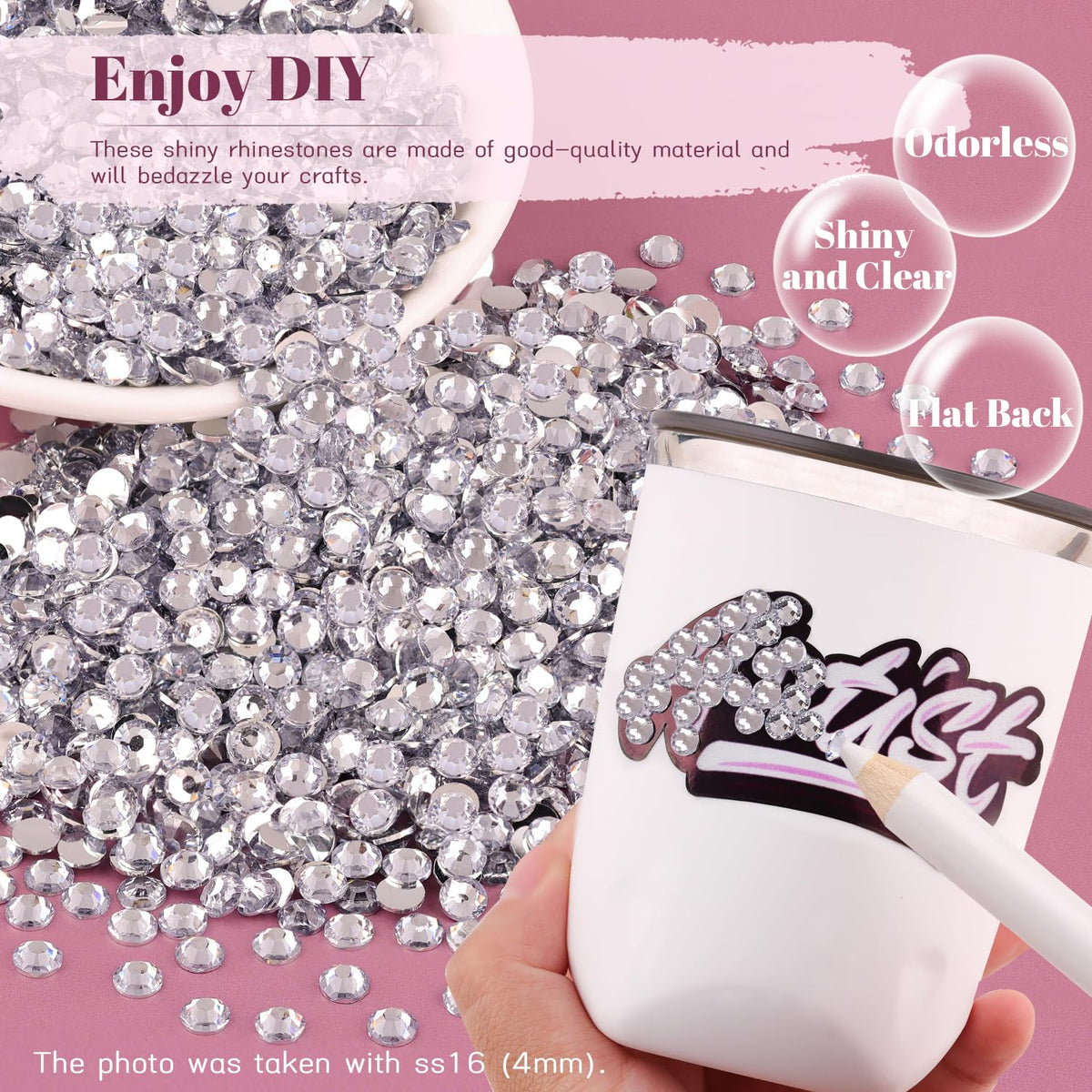 Assorted crafts decorated with BELLEBOOST rhinestones
