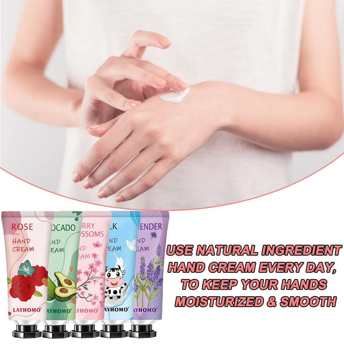 Assorted Layhomo hand creams with floral designs