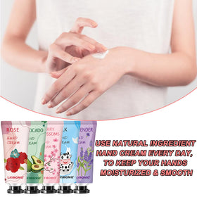 Assorted Layhomo hand creams with floral designs