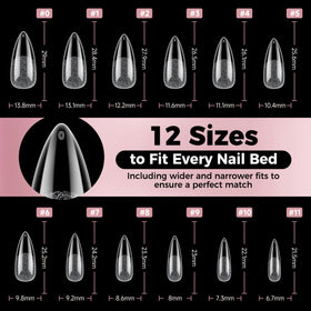 Assorted sizes of Luckyfairy Stiletto Nail Tips laid out