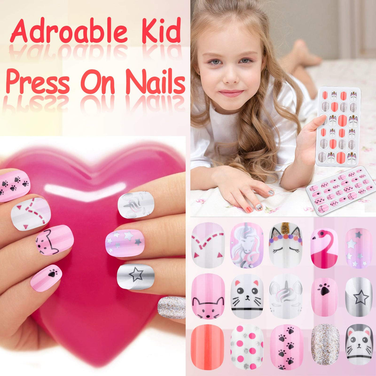 Assorted Thrilez Kids Press on Nails in various colours and patterns