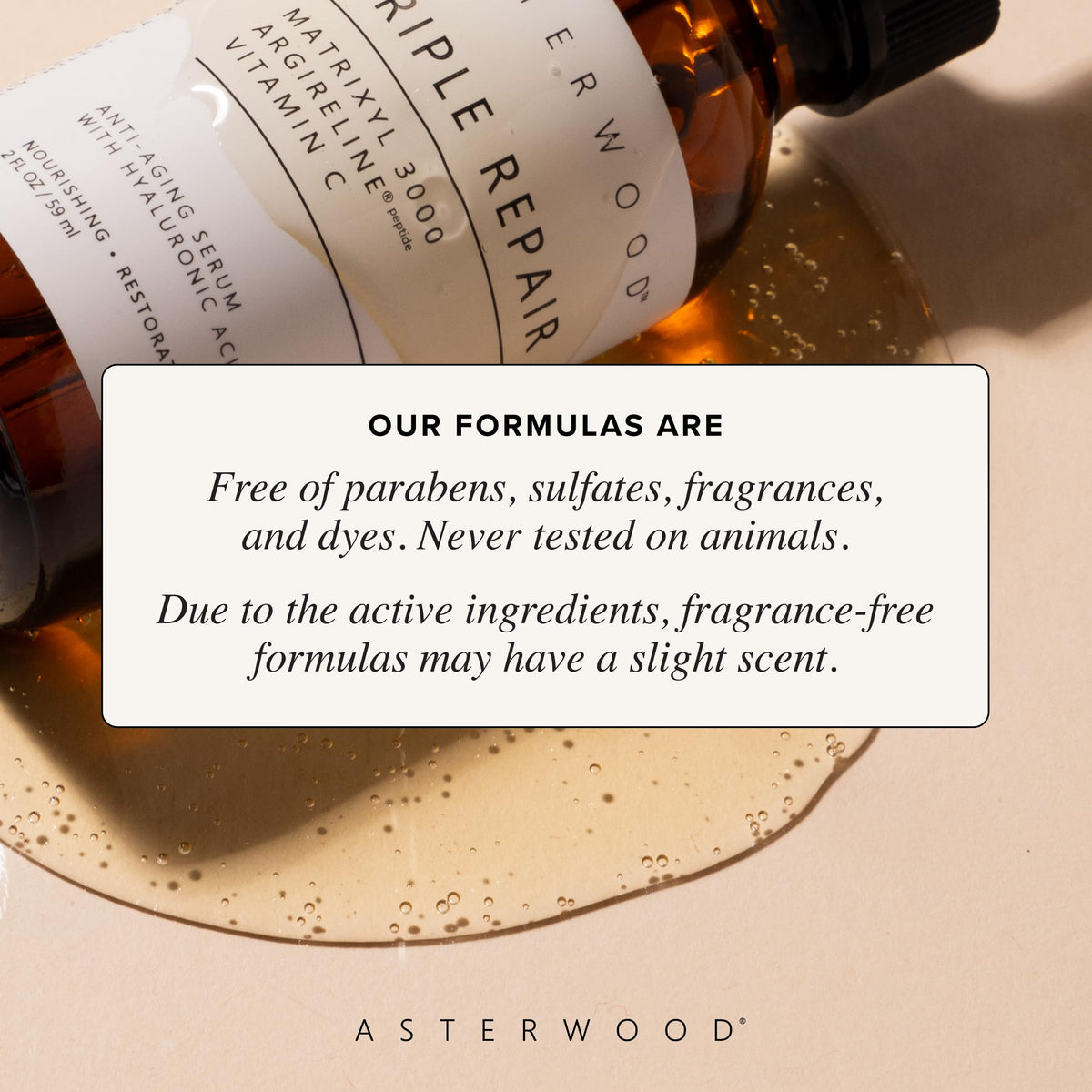Asterwood Triple Repair Peptide Serum application on skin