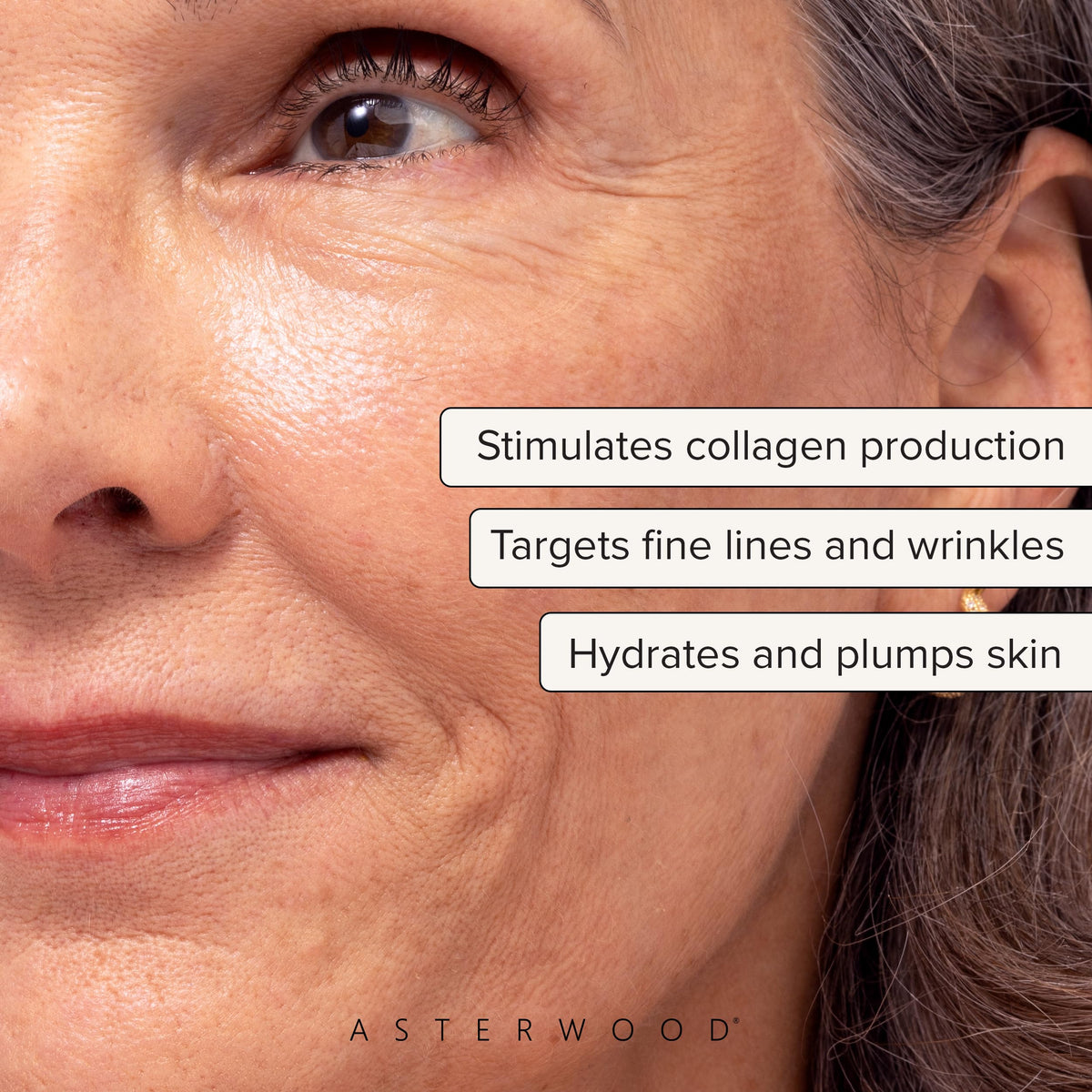 Asterwood Triple Repair Peptide Serum back view showing ingredients