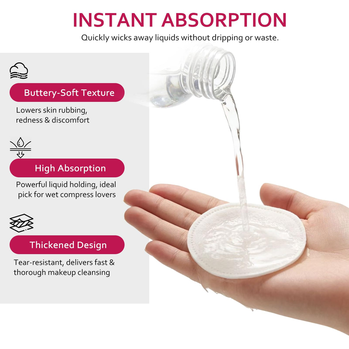 Astraescly Cotton Rounds 2000 Count in use with toner